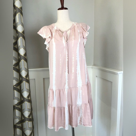 Knox Rose Flutter Short Sleeve Boho Tie Dye Tiered Dress Size Small - Picture 1 of 7